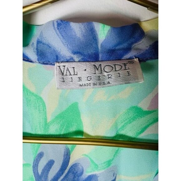 Val Mode Kimono Robe Purple Floral with Belt Short Sleeve Polyester Medium - Picture 3 of 10